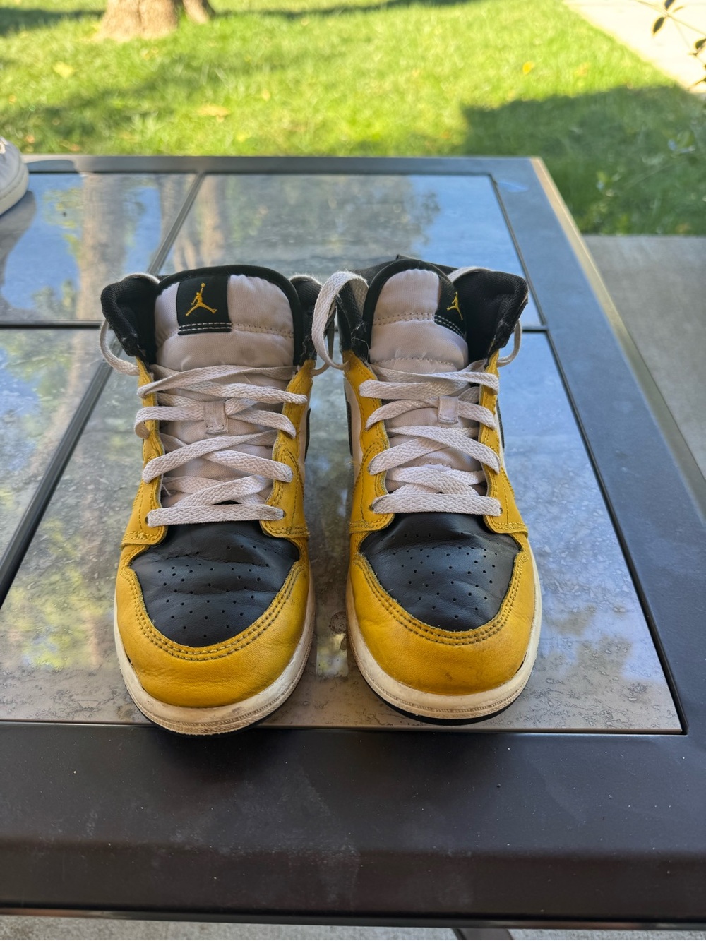 Nike Kids Yellow and Black High-Top Sneakers